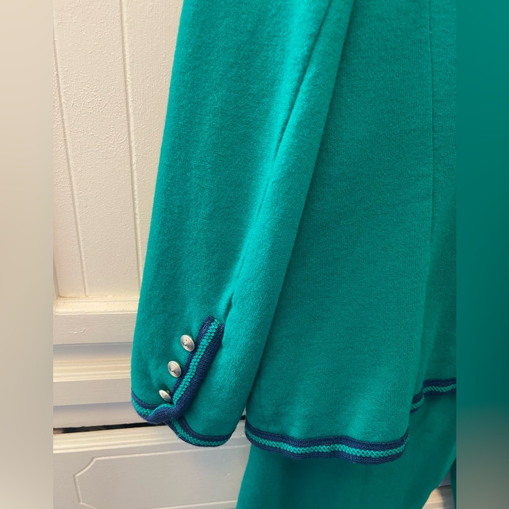 Bleyle Women’s Teal Green with Blue trim Blazer &Pants Vintage Wool Sz 14 Petite - Picture 8 of 16